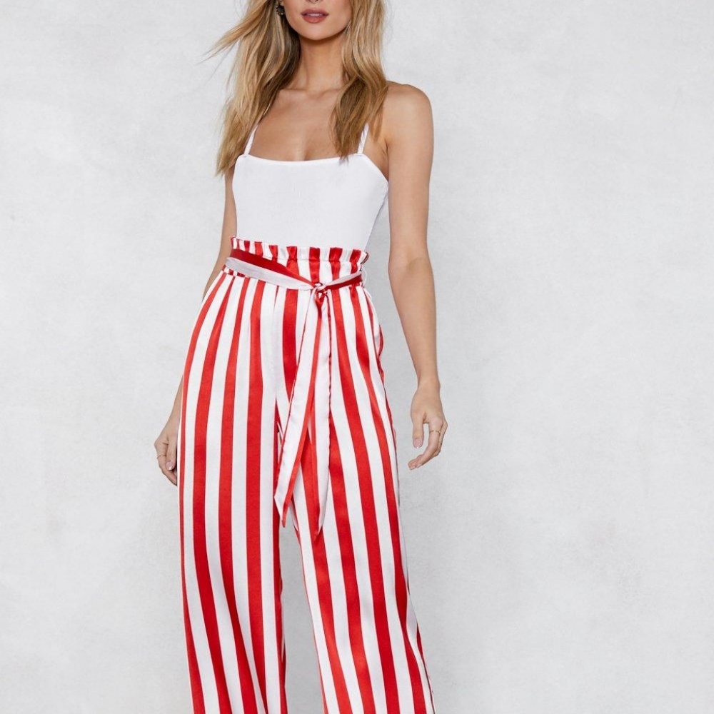 Nasty Gal Satin Striped Pants